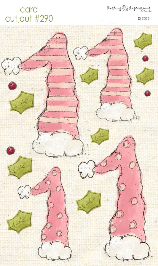 CCO 290 Card Cut Out #290 - Pink Geranium Santa Hat
