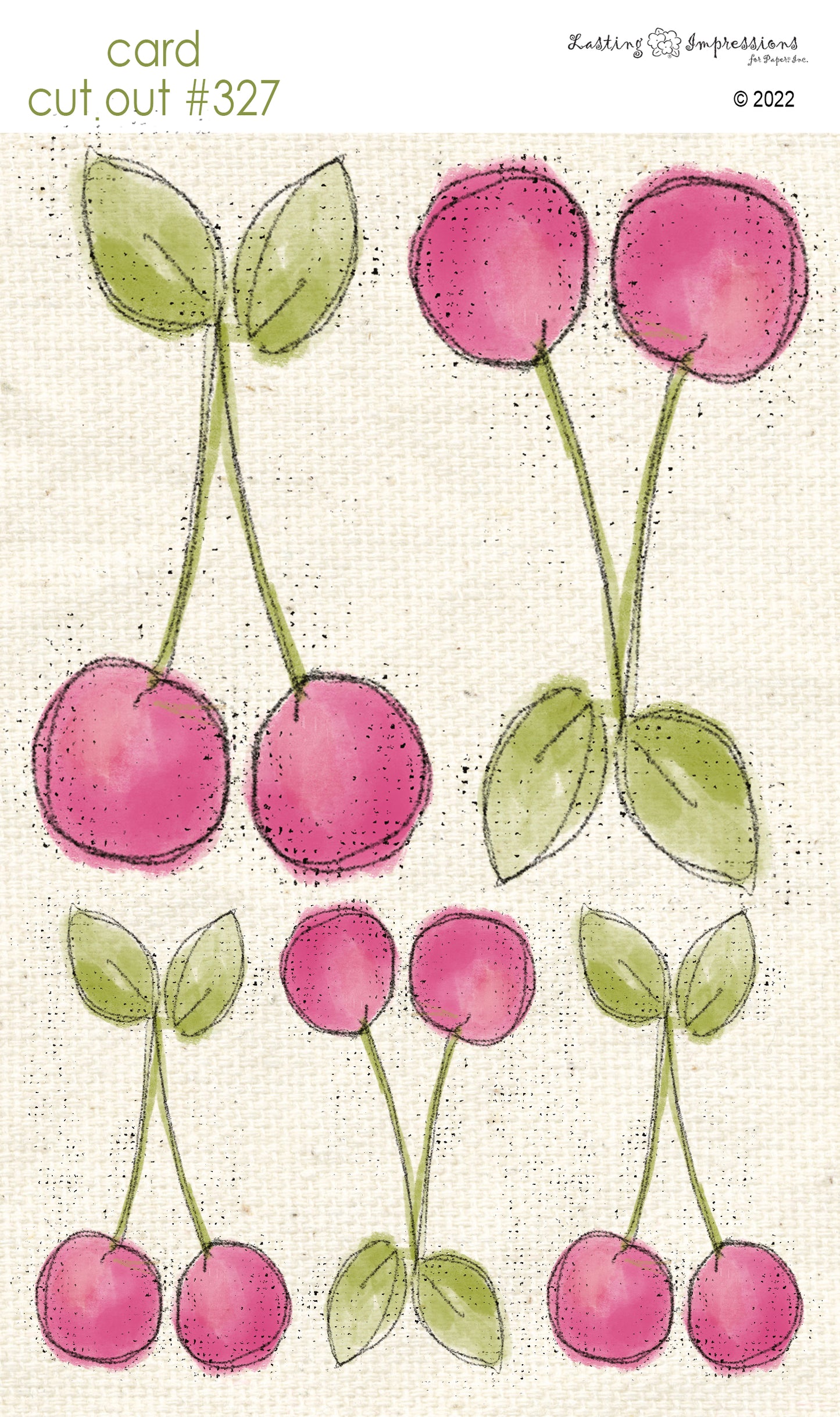 CCO 327 Card Cut Out #327 - Pink Cherries Cherries