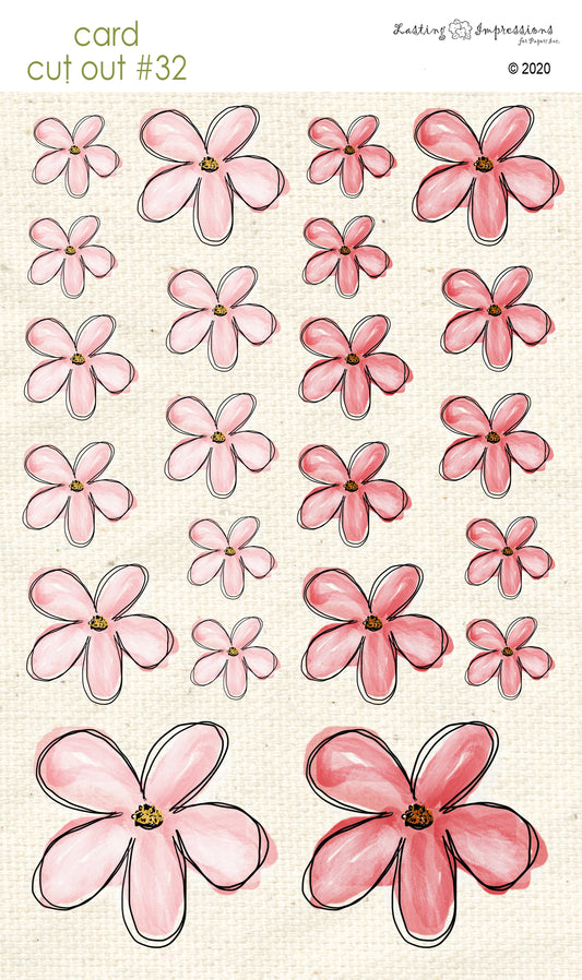 CCO32 - Card Cut Out #32 - Pink Geranium Flowers