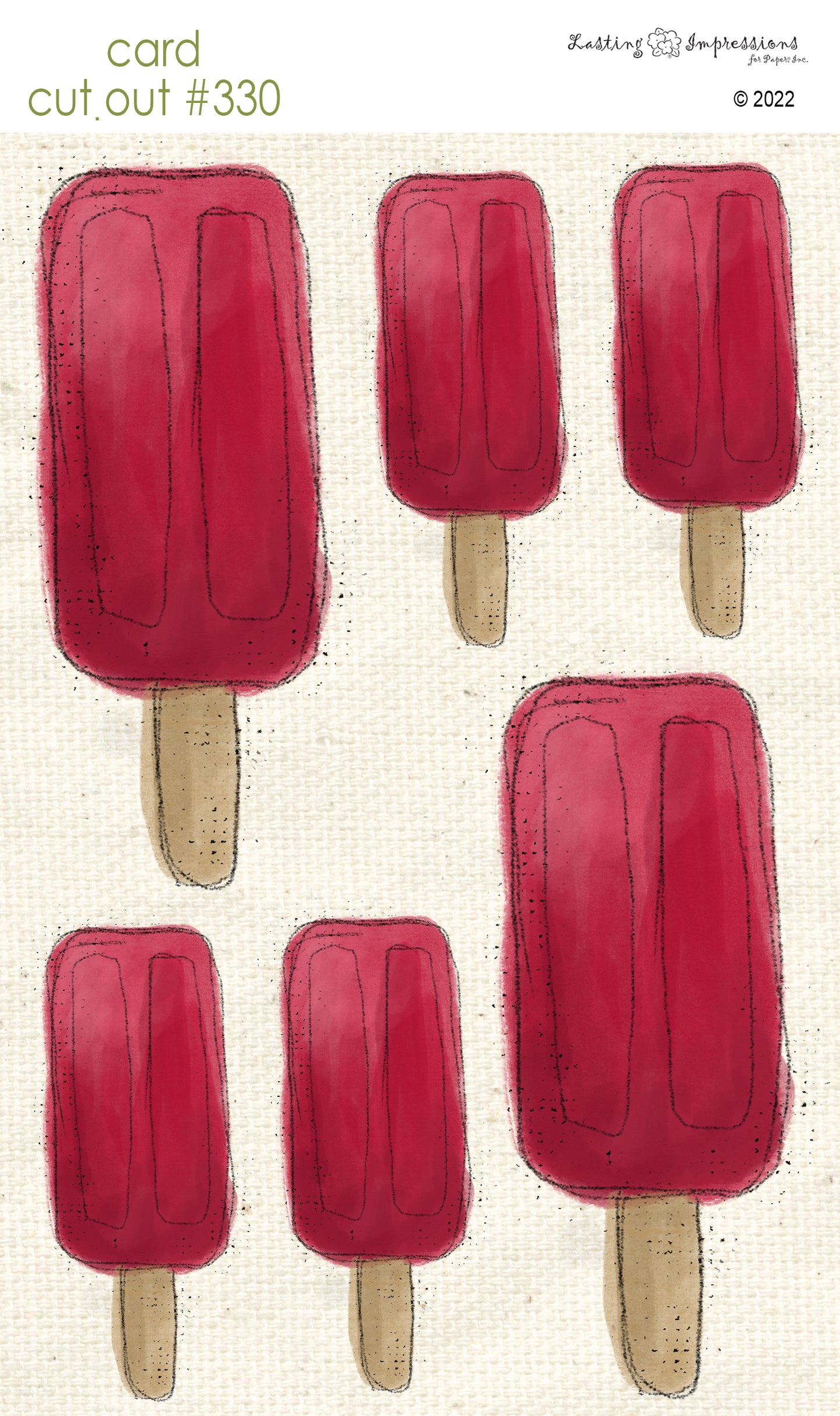 CCO 330 Card Cut Out #330 - Red Cherry Popsicle