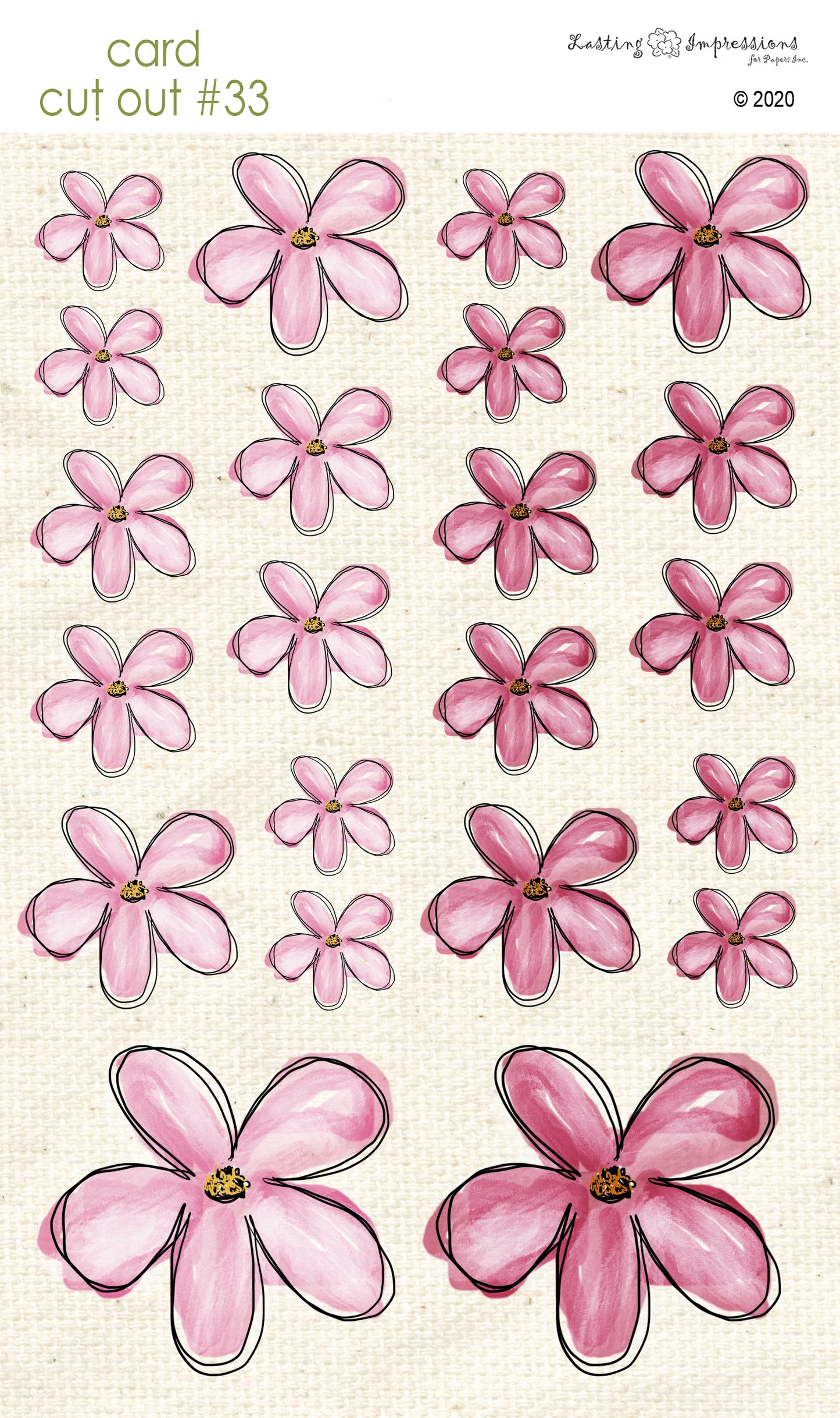 CCO33 - Card Cut Out #33 - Pink Cosmos Flowers