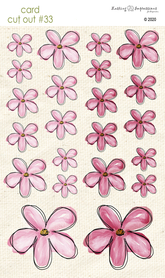 CCO33 - Card Cut Out #33 - Pink Cosmos Flowers