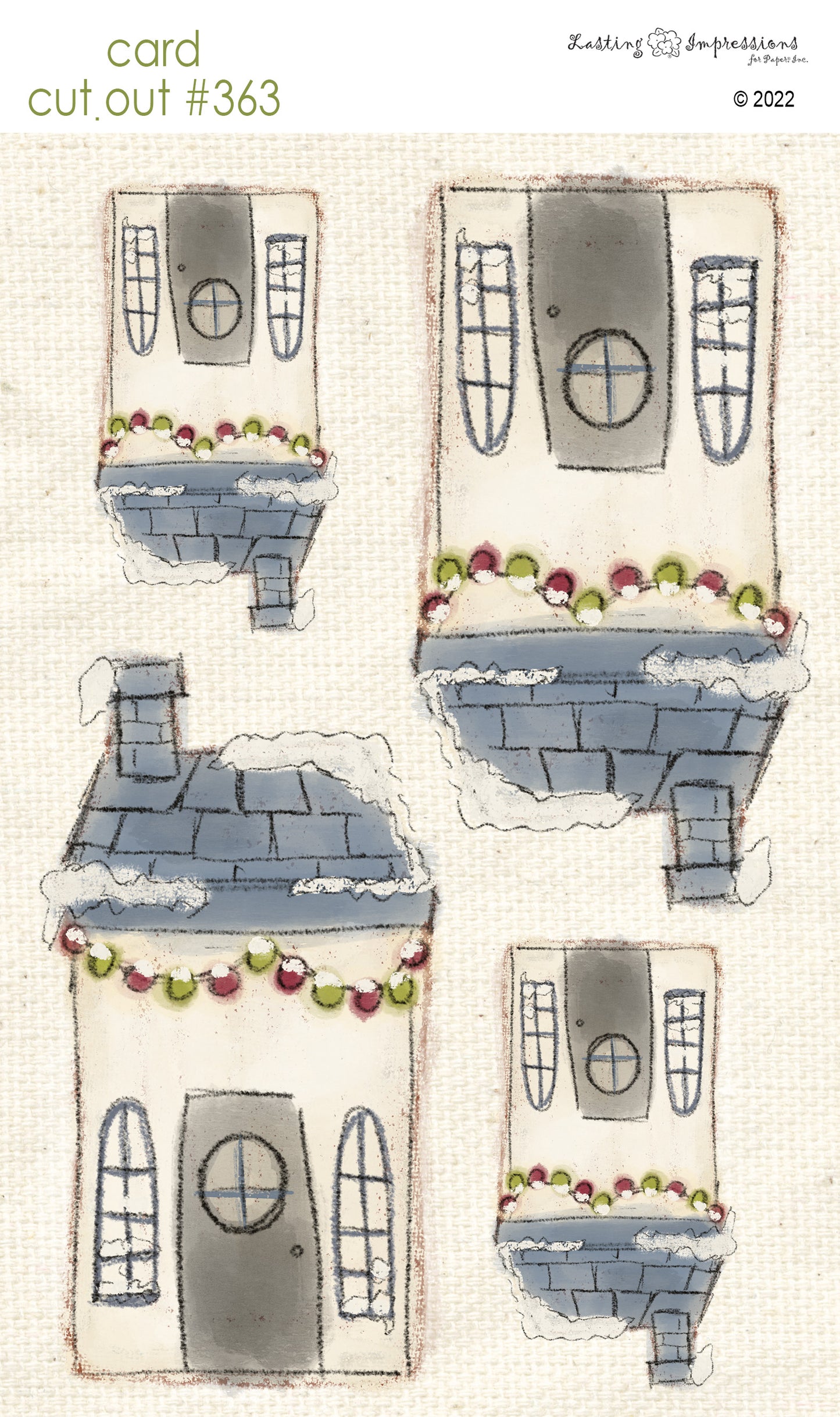 CCO 363 Card Cut Out #363 White Christmas House Lg