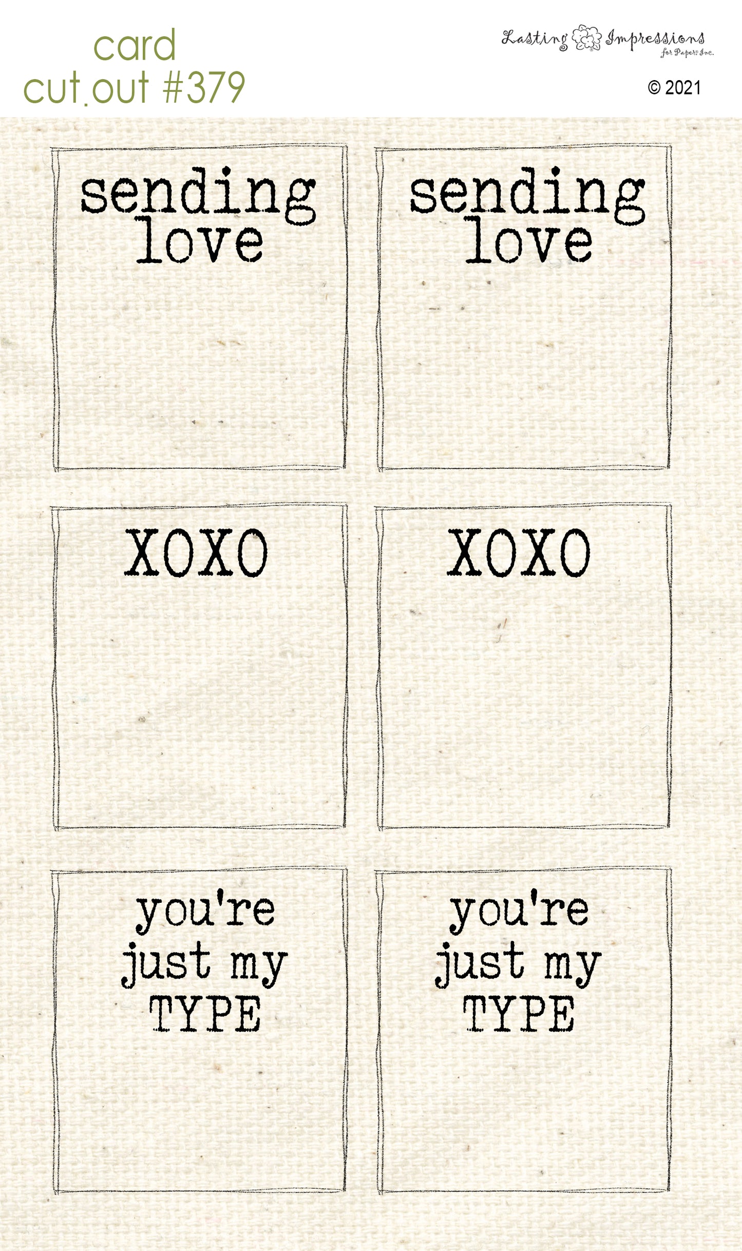 CCO 379 Card Cut Out #379 Typed Messages
