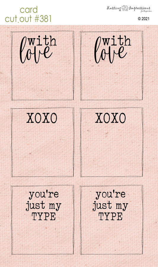 CCO 381  Card Cut Out #381 Typed Messages Pink
