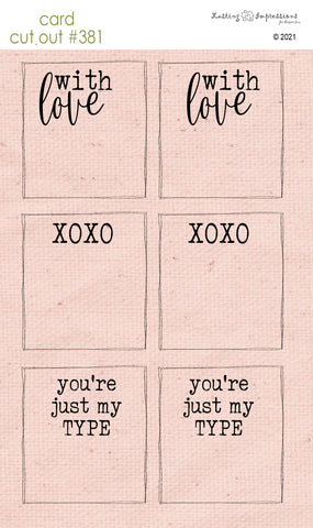 CCO 381  Card Cut Out #381 Typed Messages Pink