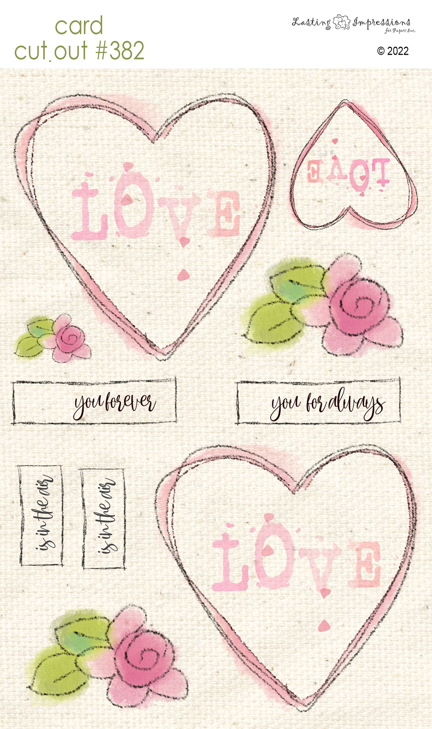 CCO 382 Card Cut Out #382 Love Filled Heart Pink