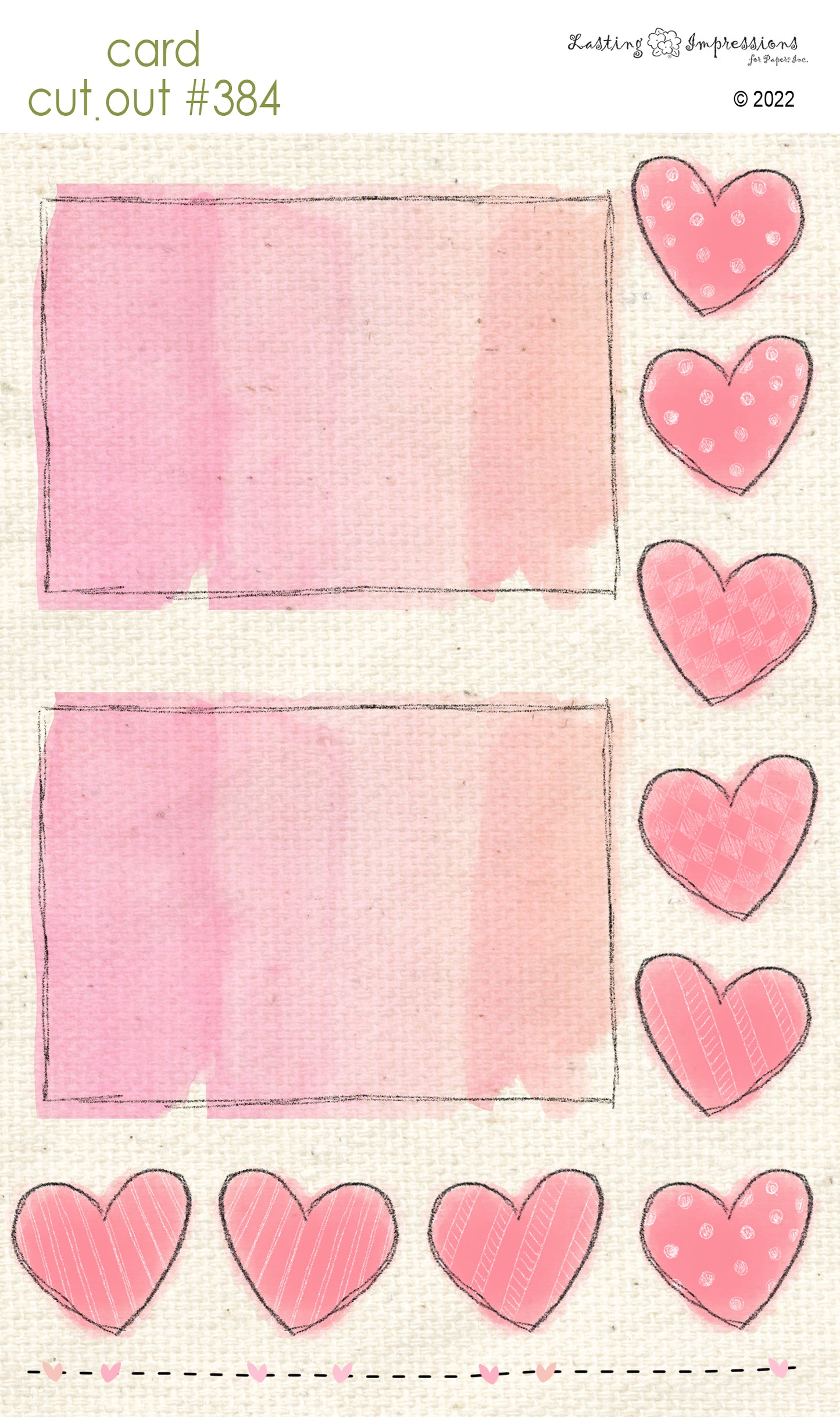 CCO 384 Card Cut Out #384 Pink Wash Frame Hearts