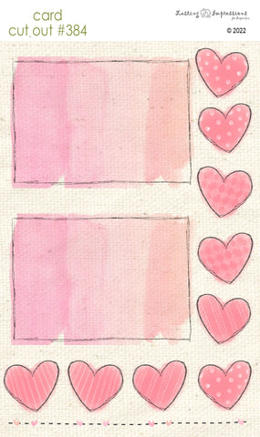 CCO 384  Card Cut Out #384 Pink Wash Frame Hearts