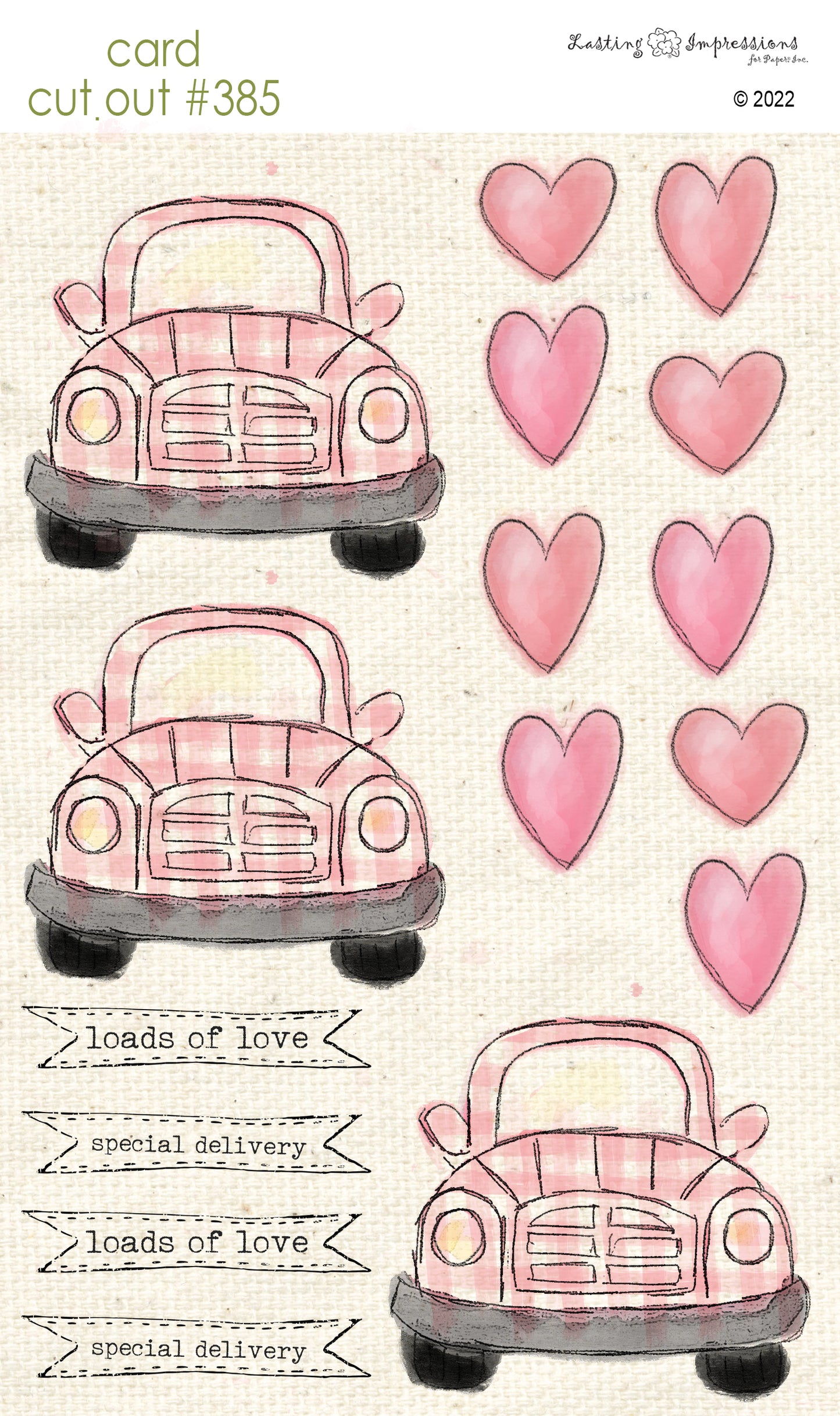 CCO 385 Card Cut Out #385 Pink Plaid Car