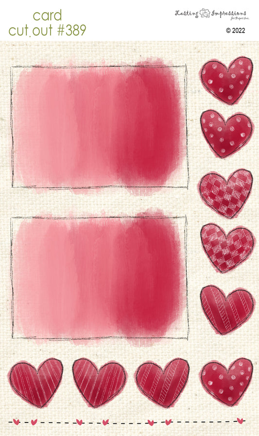 CCO 389 Card Cut Out #389 Red Wash Frame with Hearts