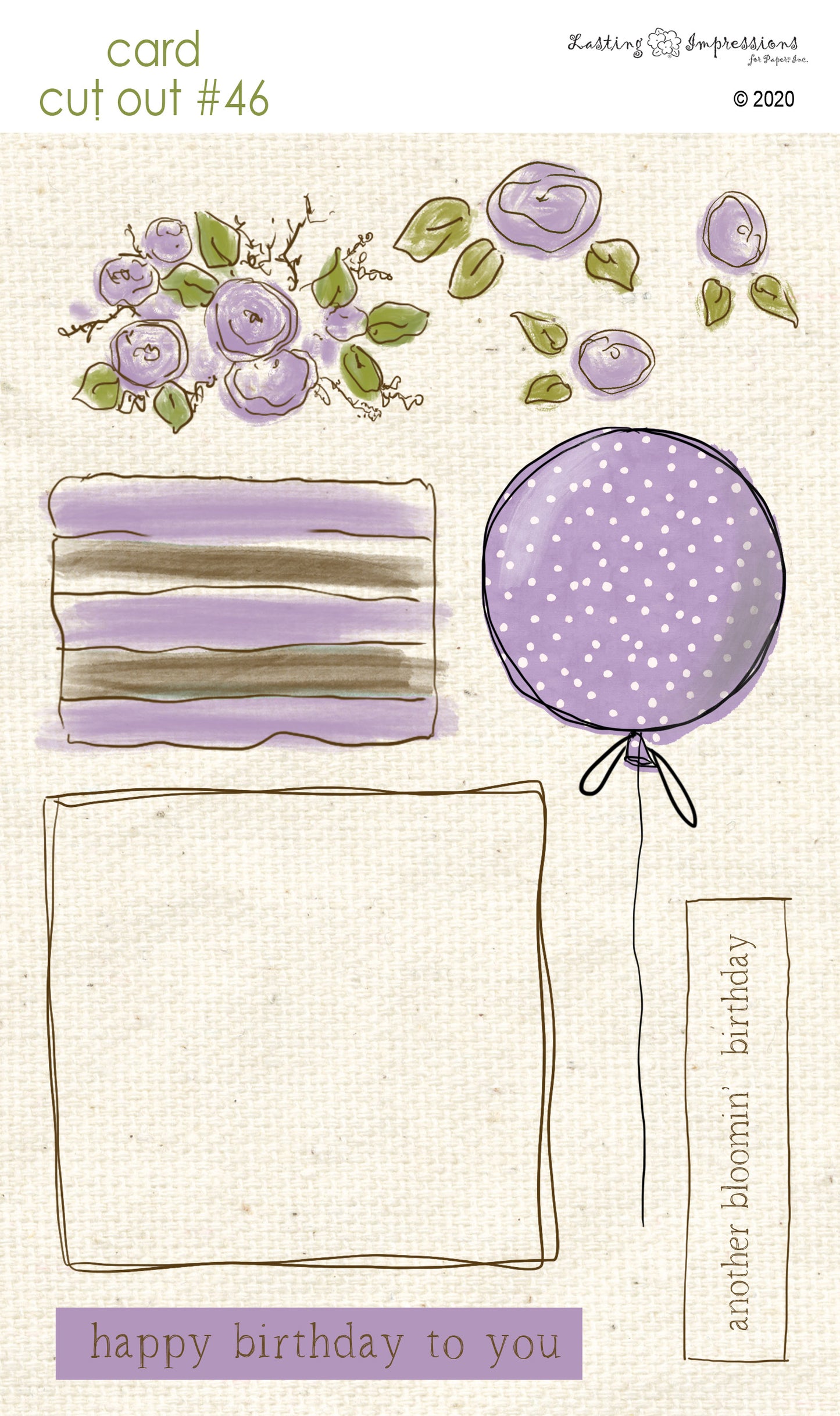 CCO46 - Card Cut Out #46 - Birthday Cake or Present - Vintage Lilac