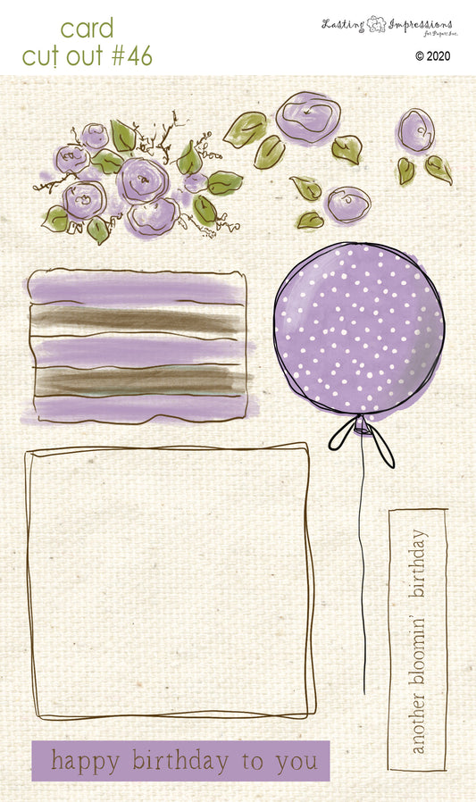 CCO46 - Card Cut Out #46 - Birthday Cake or Present - Vintage Lilac