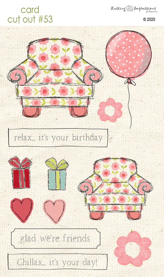 CCO53 - Card Cut Out #53 - Chair - Pink Floral