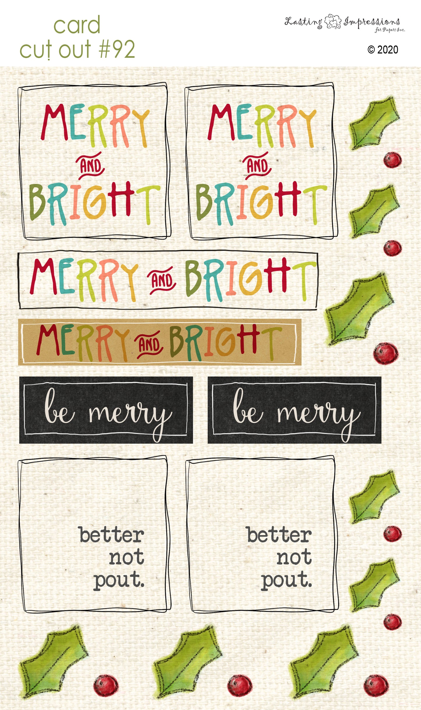 CCO92 - Card Cut Out #92 - Merry & Bright