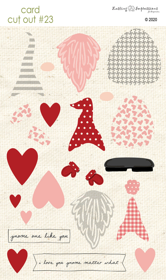 CCO23 - Card Cut Out #23 - Valentine Gnomes - Pink Geranium