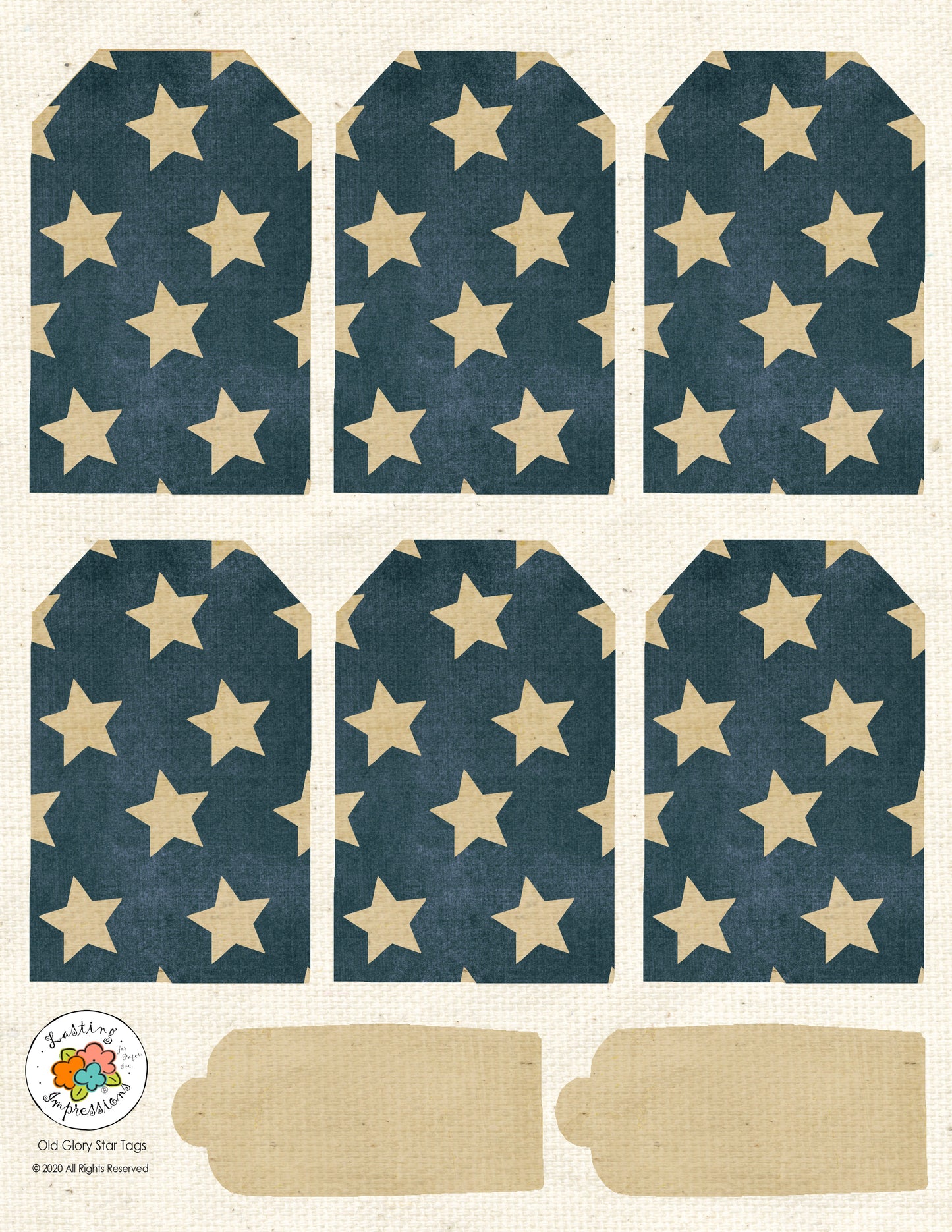 Old Glory Stars Tag Sheet