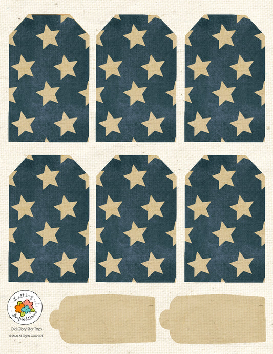 Old Glory Stars Tag Sheet
