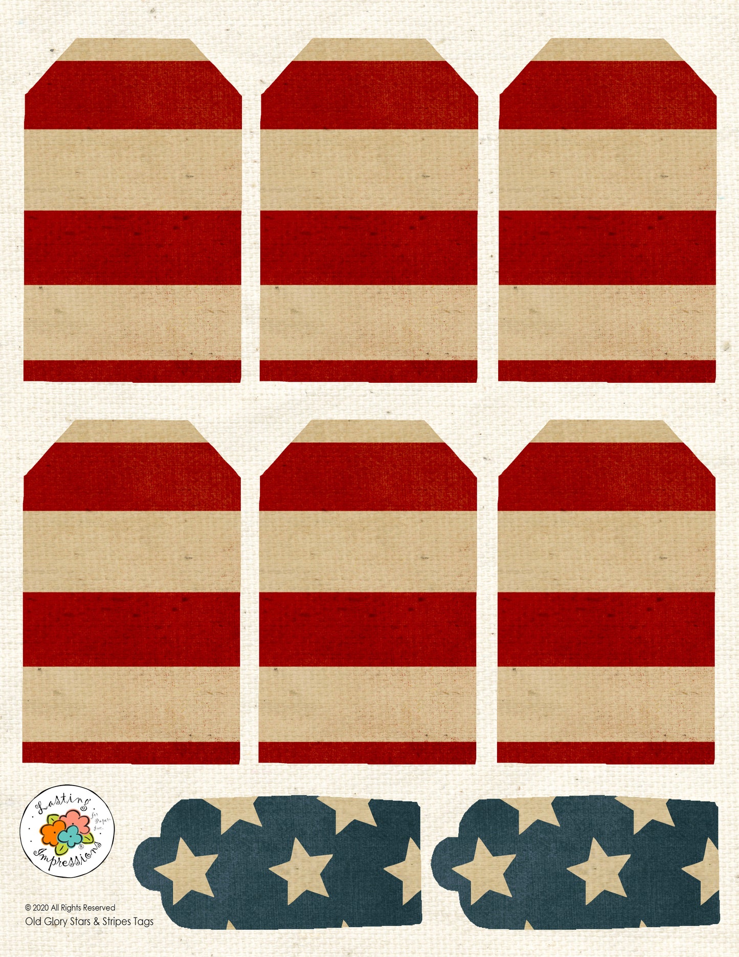 Old Glory Stars & Stripes Tag Sheet