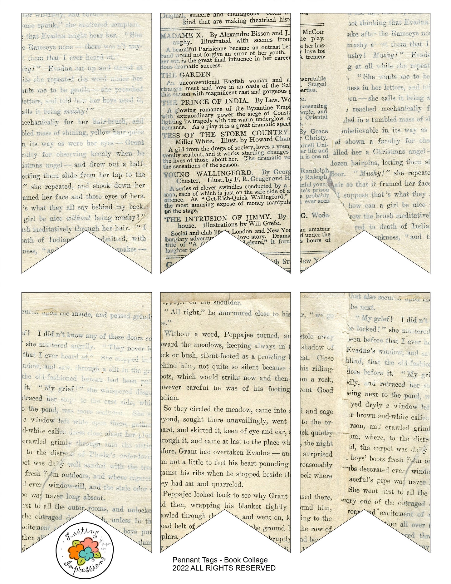 Pennant Tags - Book Collage
