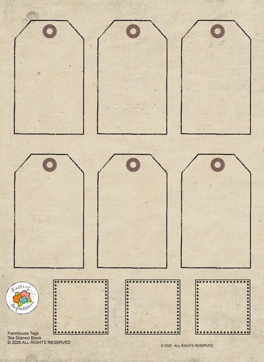 Tea Stained Farmhouse Tags