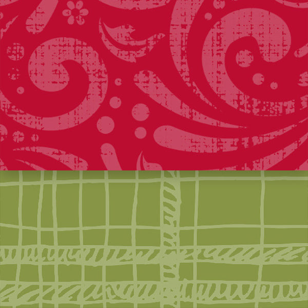 Inch Worm Messy Plaid Red Wagon Flourish Double Sided Cardstock  29-105