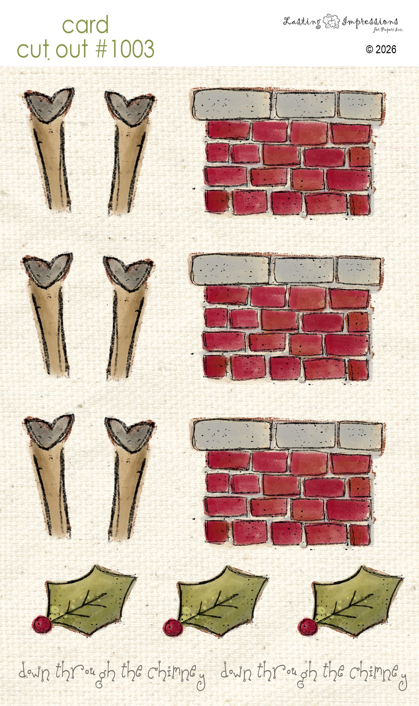 CCO 1003 Card Cut Out 1003 Chimney & Reindeer Legs