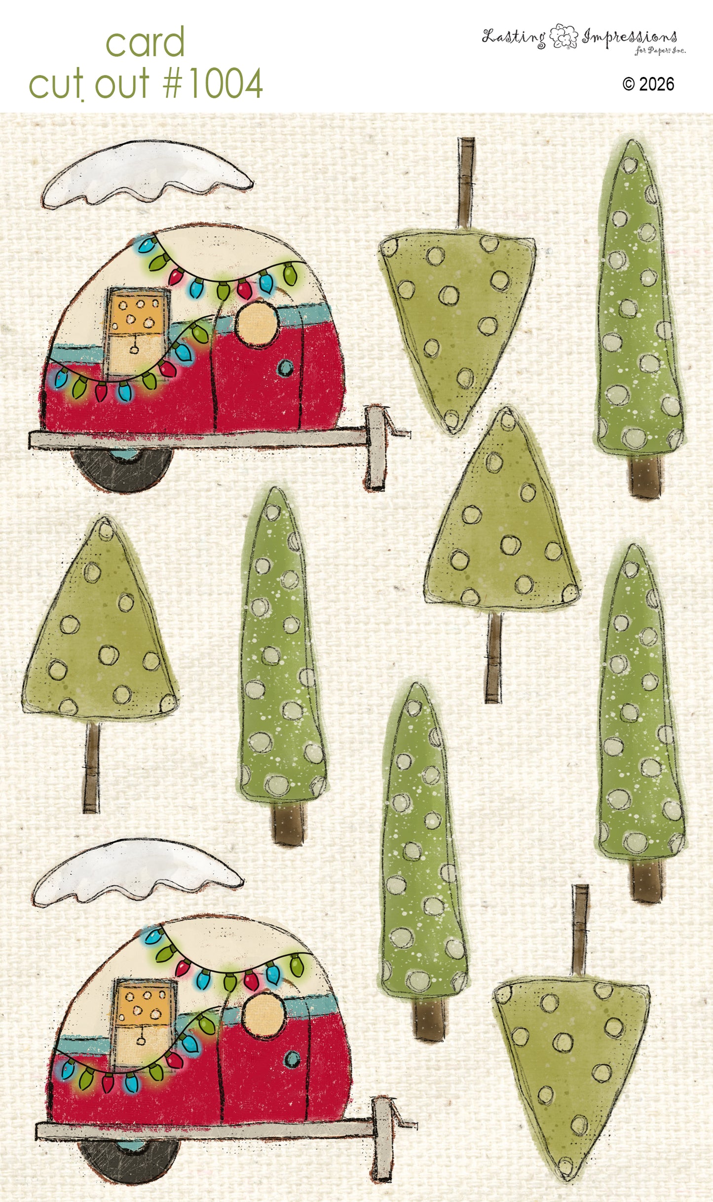 CCO 1004 Card Cut Out 1004 Christmas Tree Lot & Trailer