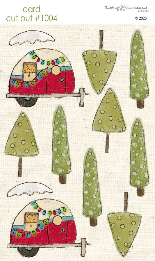 CCO 1004 Card Cut Out 1004 Christmas Tree Lot & Trailer