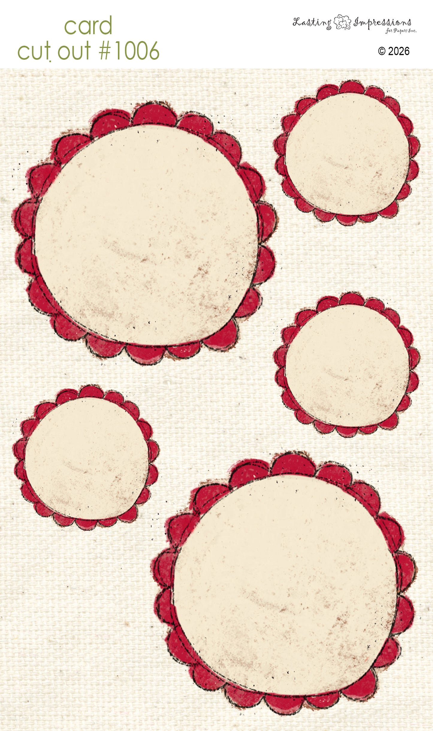 CCO 1006 Card Cut Out 1006 Scalloped Red Wagon Circle Frame