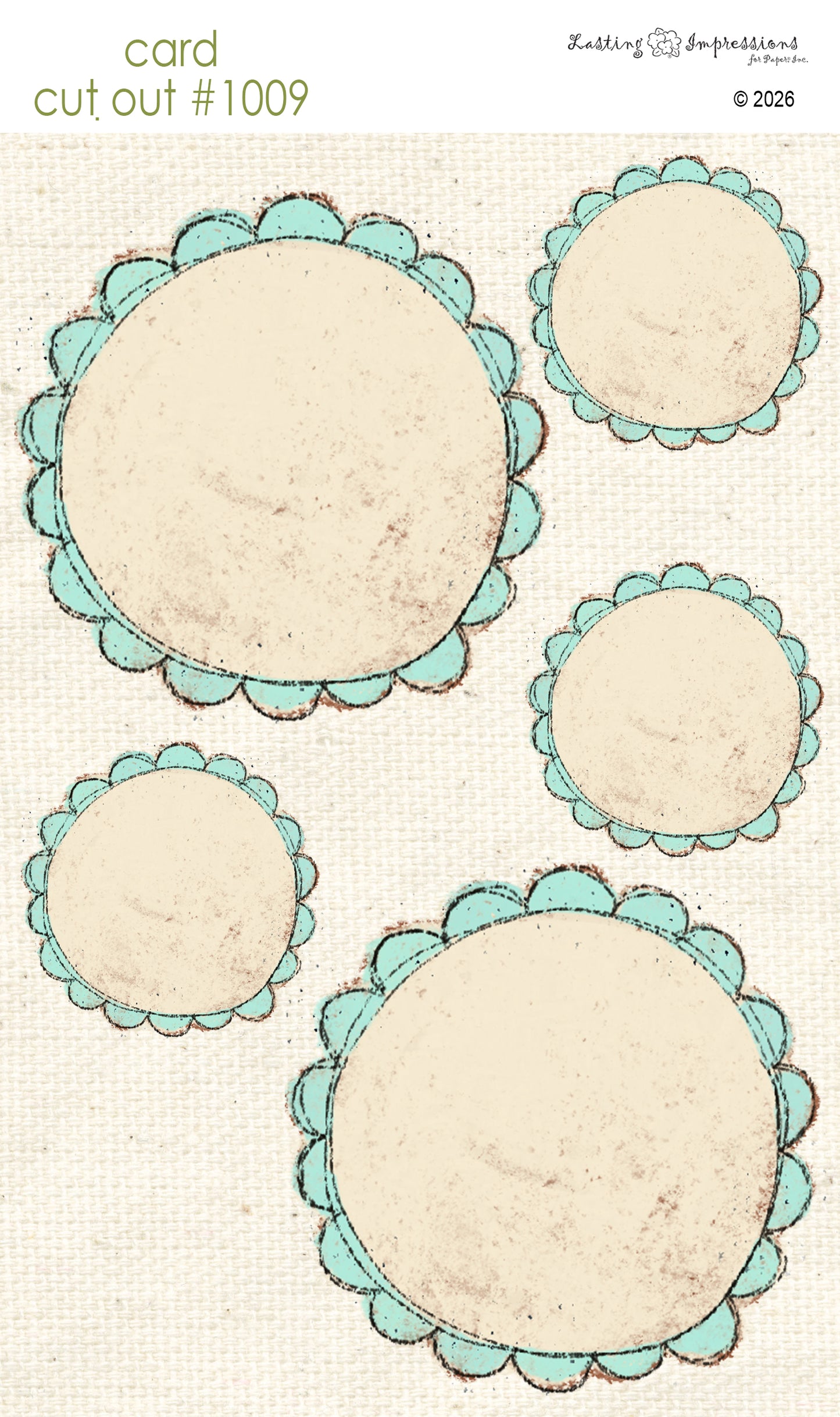 CCO 1009 Card Cut Out 1009 Scalloped Sea Foam Circle Frame