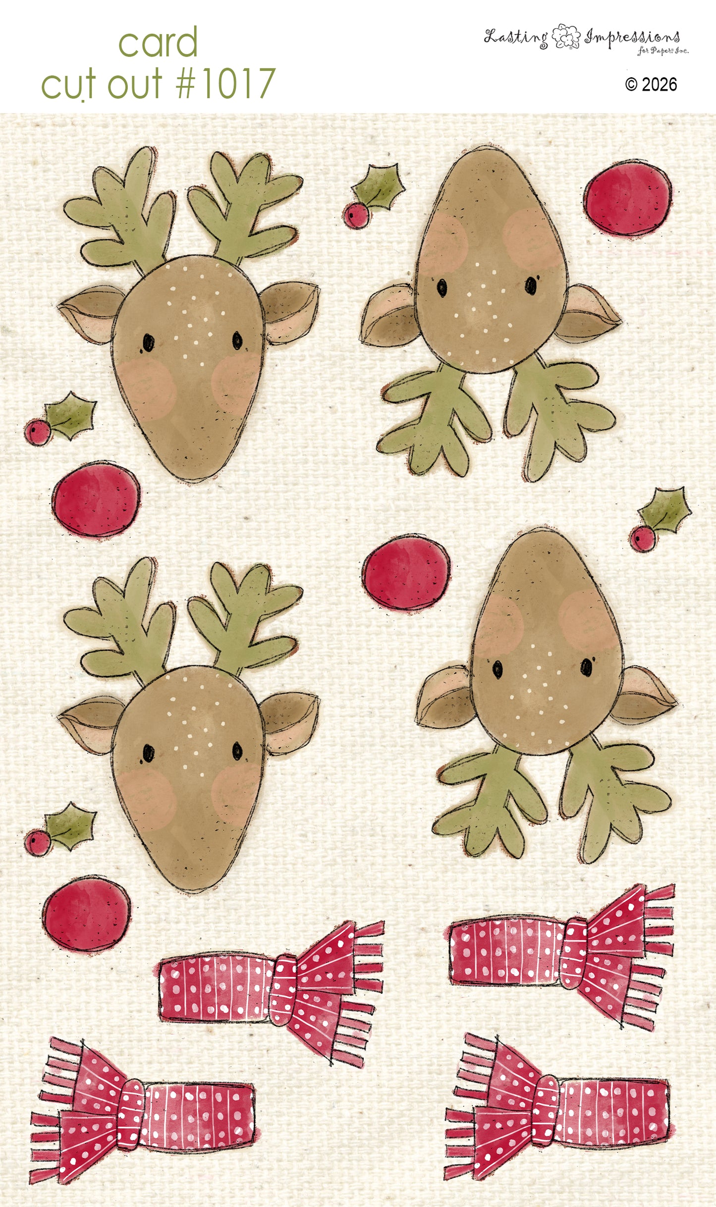 CCO 1017 Card Cut Out 1017 Rudolph with Red Wagon Scarf - Med