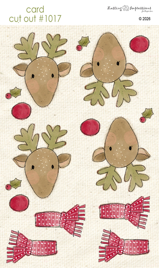 CCO 1017 Card Cut Out 1017 Rudolph with Red Wagon Scarf - Med