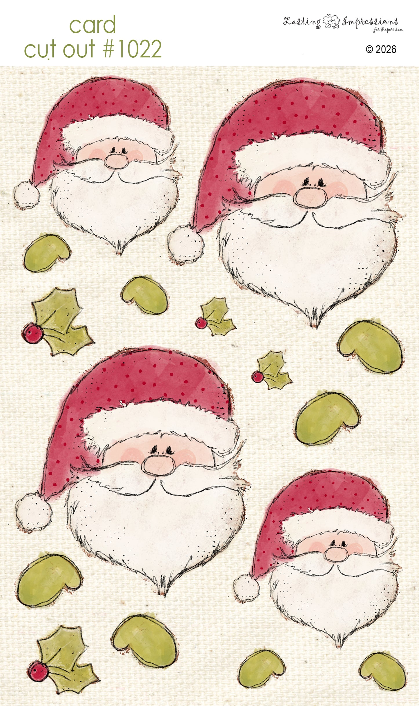 CCO 1022 Card Cut Out 1022 Santa Face with Mittens