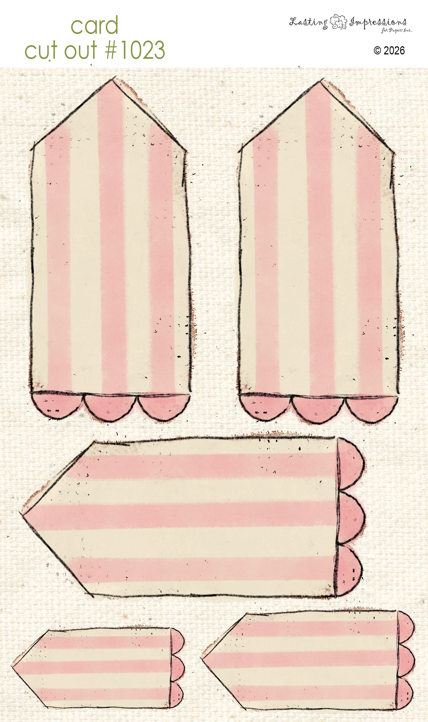 CCO 1023 Card Cut Out 1023 Pink Geranium Scalloped Tag
