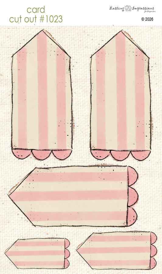 CCO 1023 Card Cut Out 1023 Pink Geranium Scalloped Tag