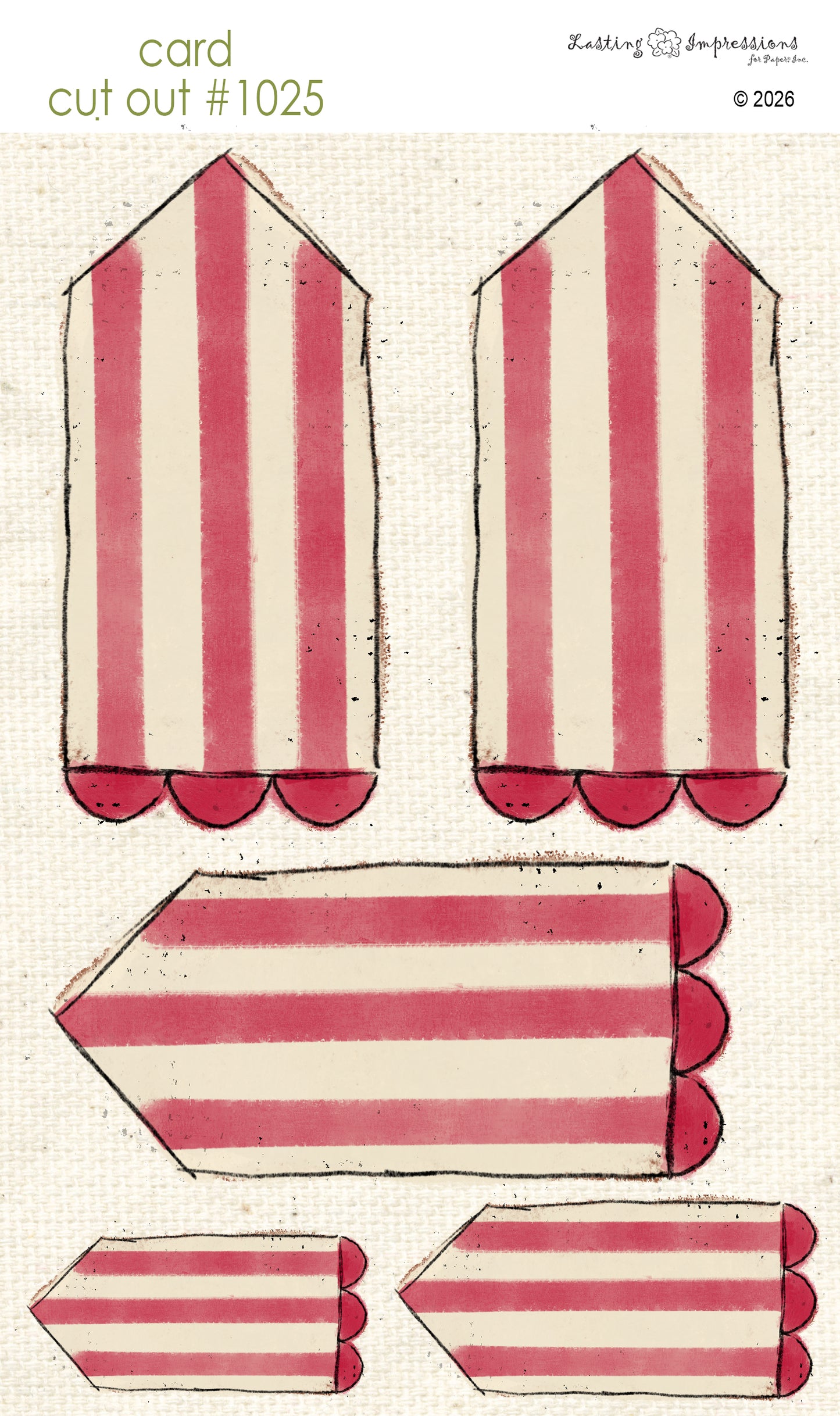 CCO 1025 Card Cut Out 1025 Red Wagon Scalloped Tag