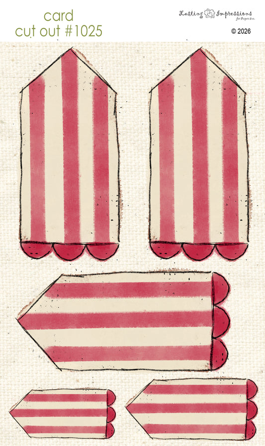 CCO 1025 Card Cut Out 1025 Red Wagon Scalloped Tag