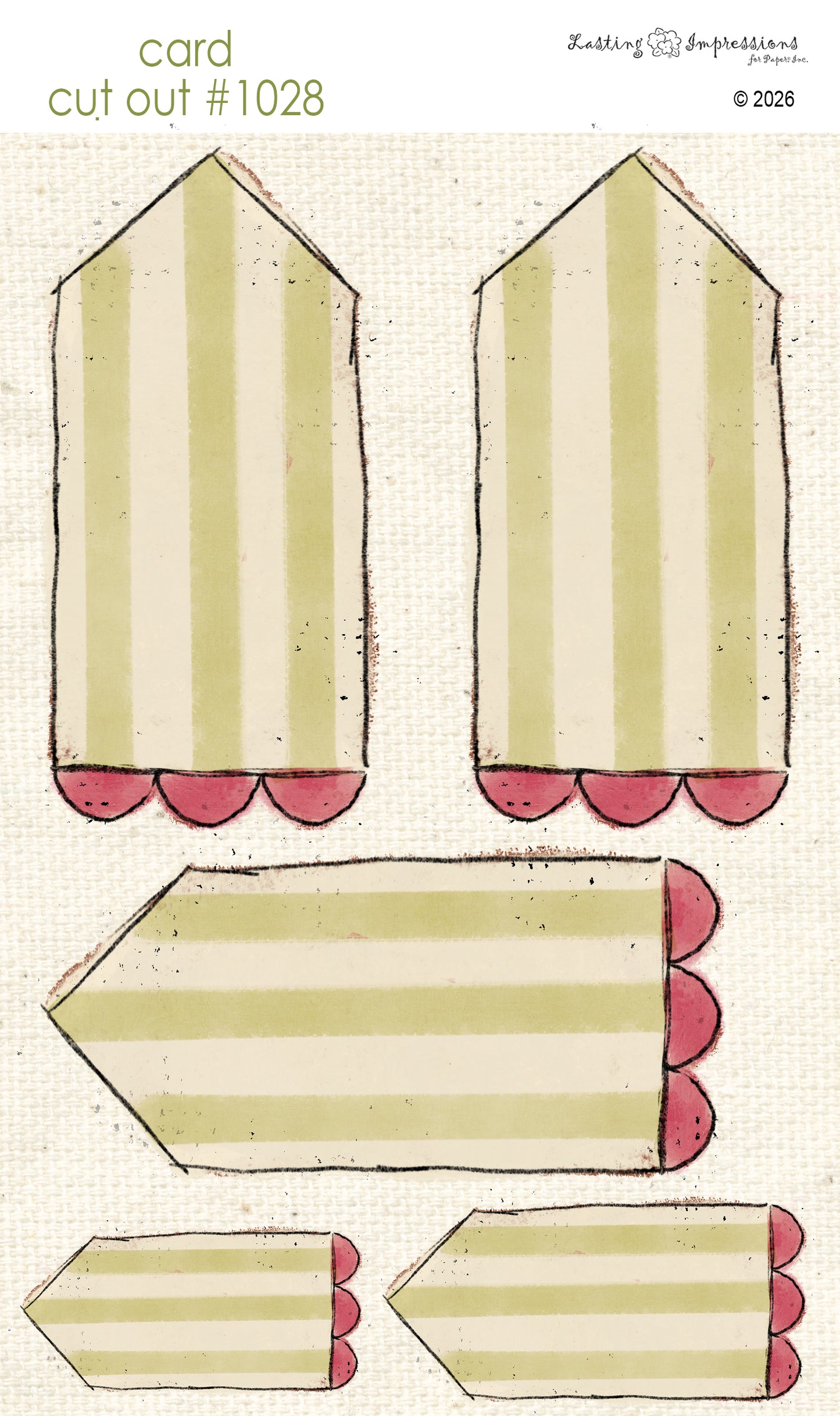 CCO 1028 Card Cut Out 1028 Inch Worm Red WagonScalloped Tag
