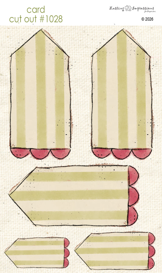 CCO 1028 Card Cut Out 1028 Inch Worm Red WagonScalloped Tag