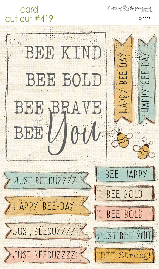 CCO 419 Card Cut Out #419 Bee Sentiments