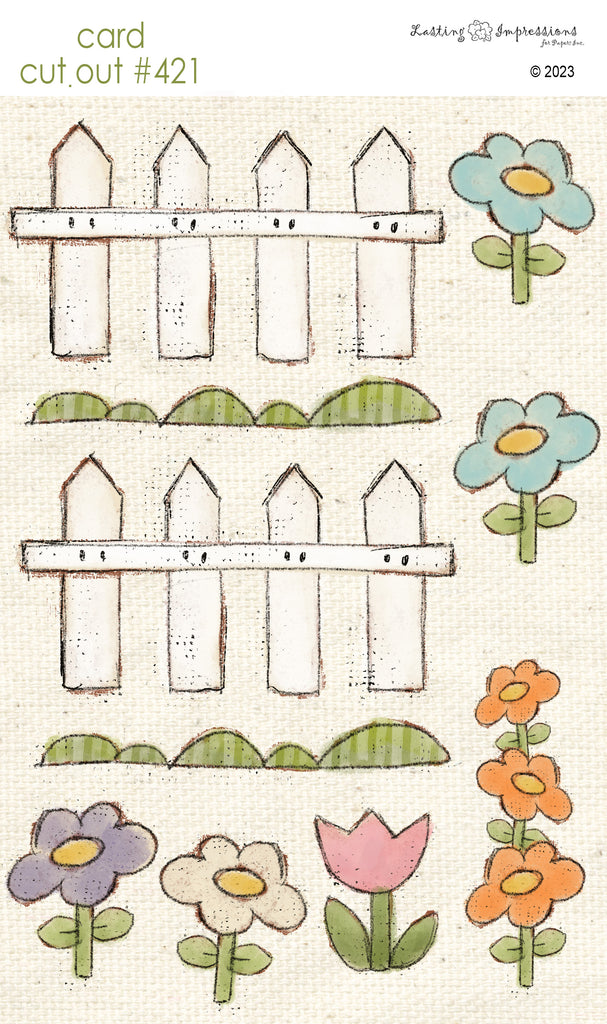 CCO 421 Card Cut Out #421 Picket Fence & Flowers