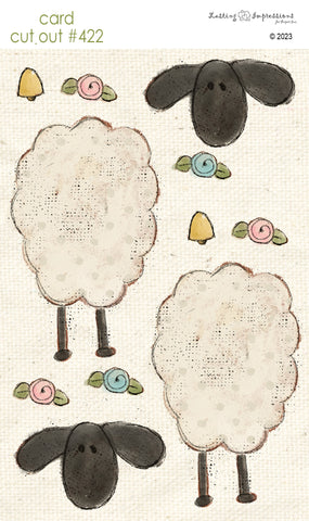 CCO 422 Card Cut Out #422 Lamb with Bell & Flowers