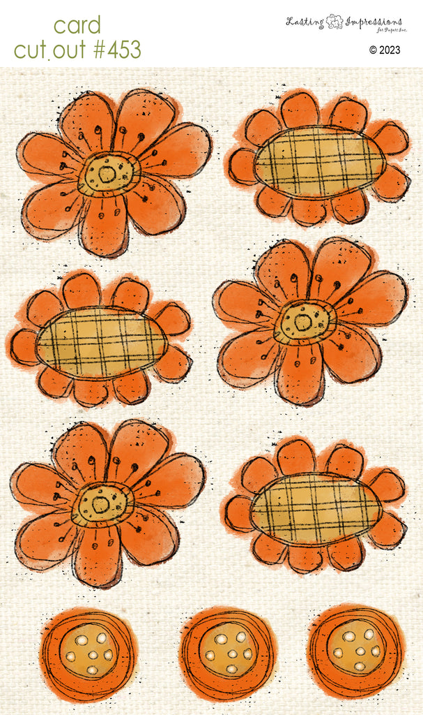 CCO 453 Card Cut Out #453 Orange Poppy Posies - Large