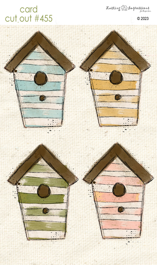 CCO 455 Card Cut Out #455 Striped Birdhouses - Large