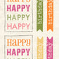 CCO 459 Card Cut Out #459 Happy Happy Happy Birthday - Orange & Pink