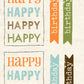 CCO 461 Card Cut Out #461 Happy Happy Happy Birthday - Orange & Blue