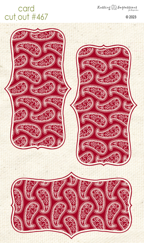 CCO 467 Card Cut Out #467 Red Wagon Paisley Shape