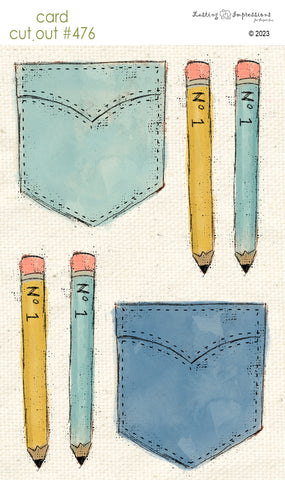 CCO 476 Card Cut Out #476 Blue Pockets with Pencils