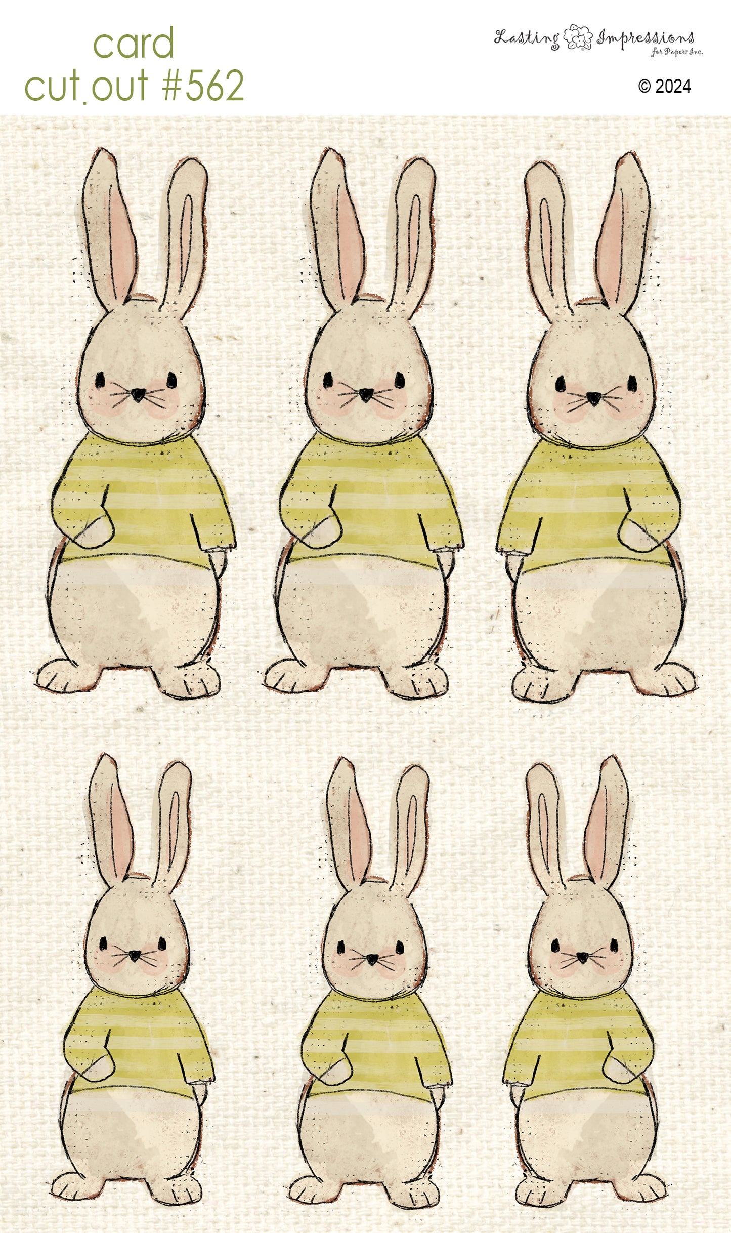 CCO 562 Card Cut Out # 562 Bunny with Green Shirt